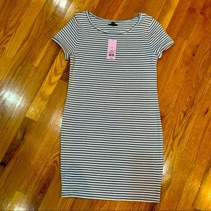NWT Target Wild Fable white and gray-striped t-shirt dress -size M
